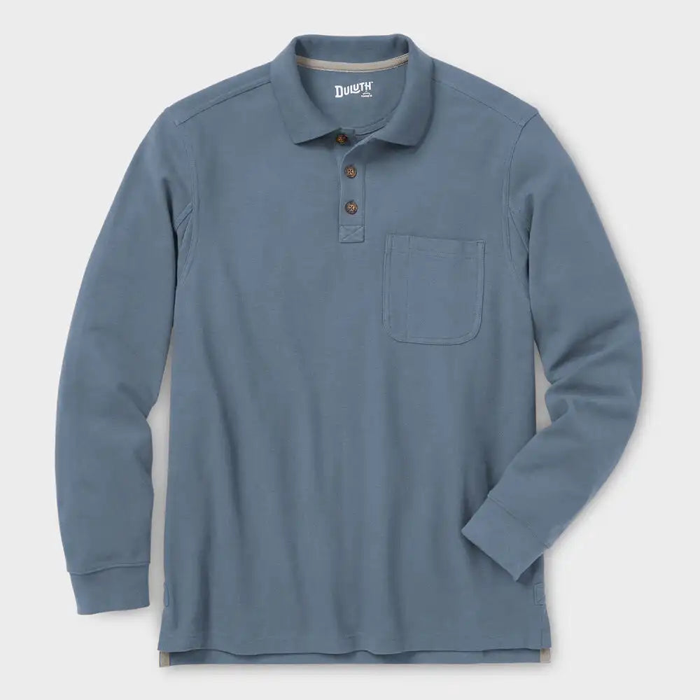Men's No Polo Shirt Long Sleeve with Pocket